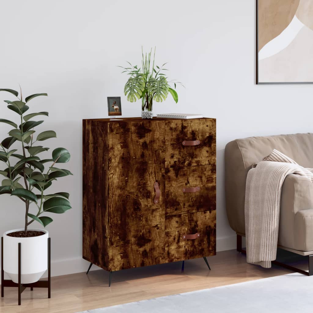 Sideboard, smoked oak, 69.5x34x90cm, engineered wood