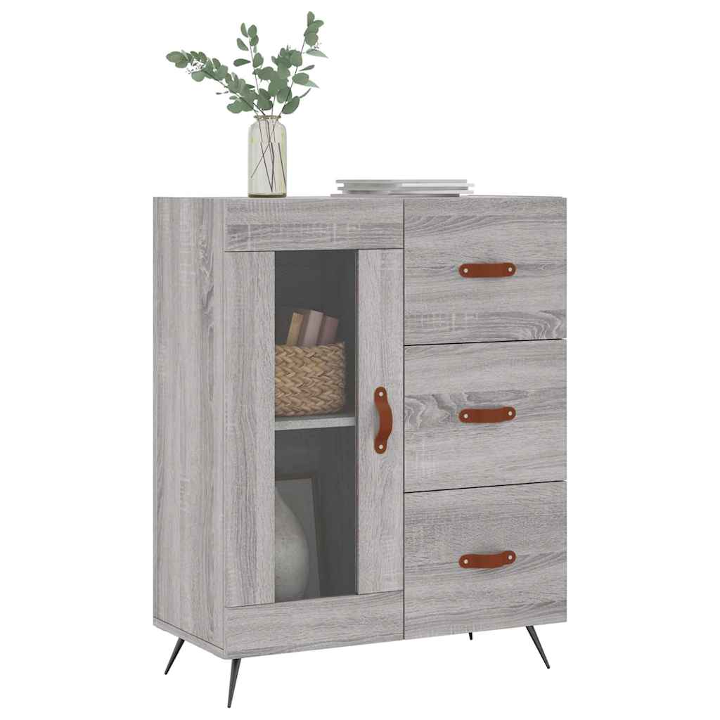 Side cabinet, grey oak, 69.5x34x90cm, engineered wood