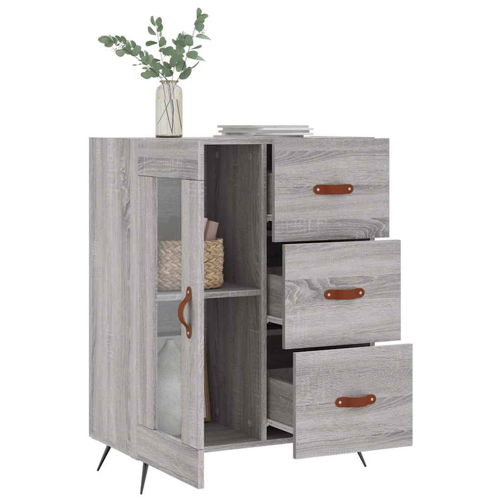 Side cabinet, grey oak, 69.5x34x90cm, engineered wood