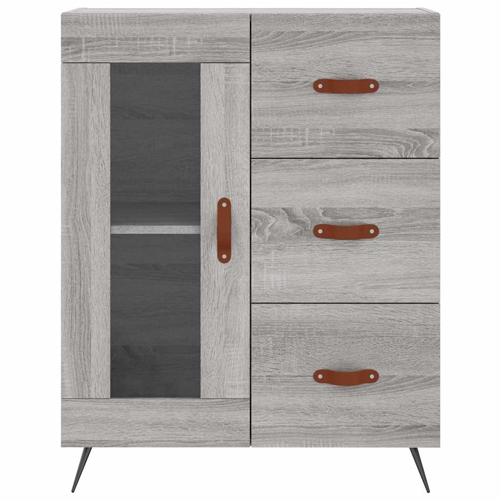 Side cabinet, grey oak, 69.5x34x90cm, engineered wood