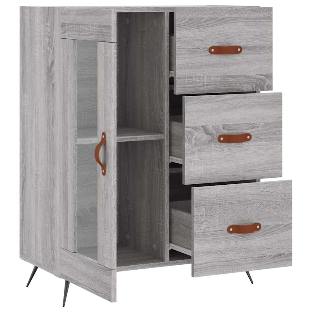 Side cabinet, grey oak, 69.5x34x90cm, engineered wood