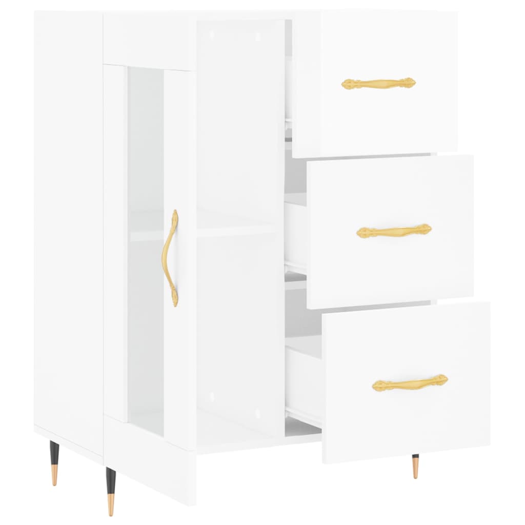 Sideboard, white, 69.5x34x90cm, engineered wood, high gloss