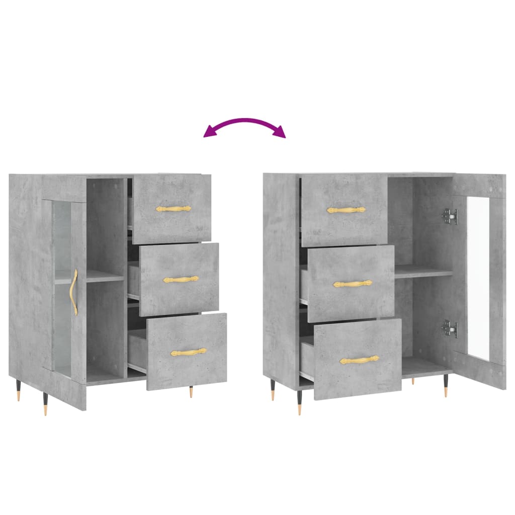 Sideboard, concrete gray, 69.5x34x90cm, engineered wood