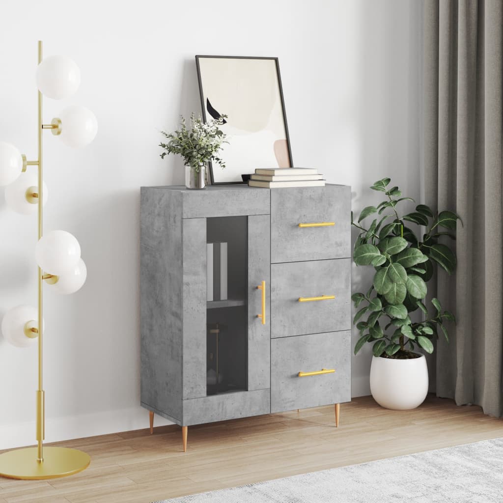 Sideboard, concrete gray, 69.5x34x90cm, engineered wood