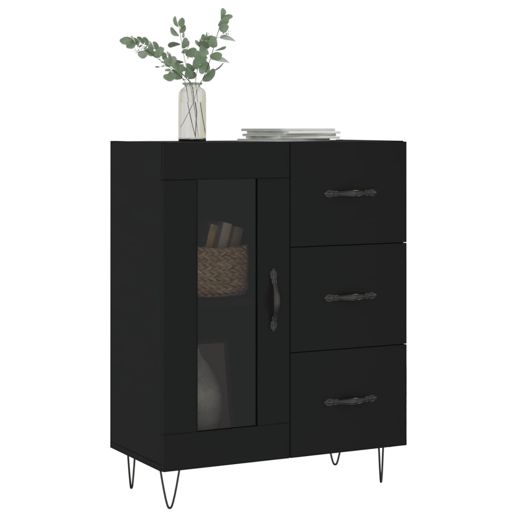 Sideboard, black, 69.5x34x90cm, engineered wood