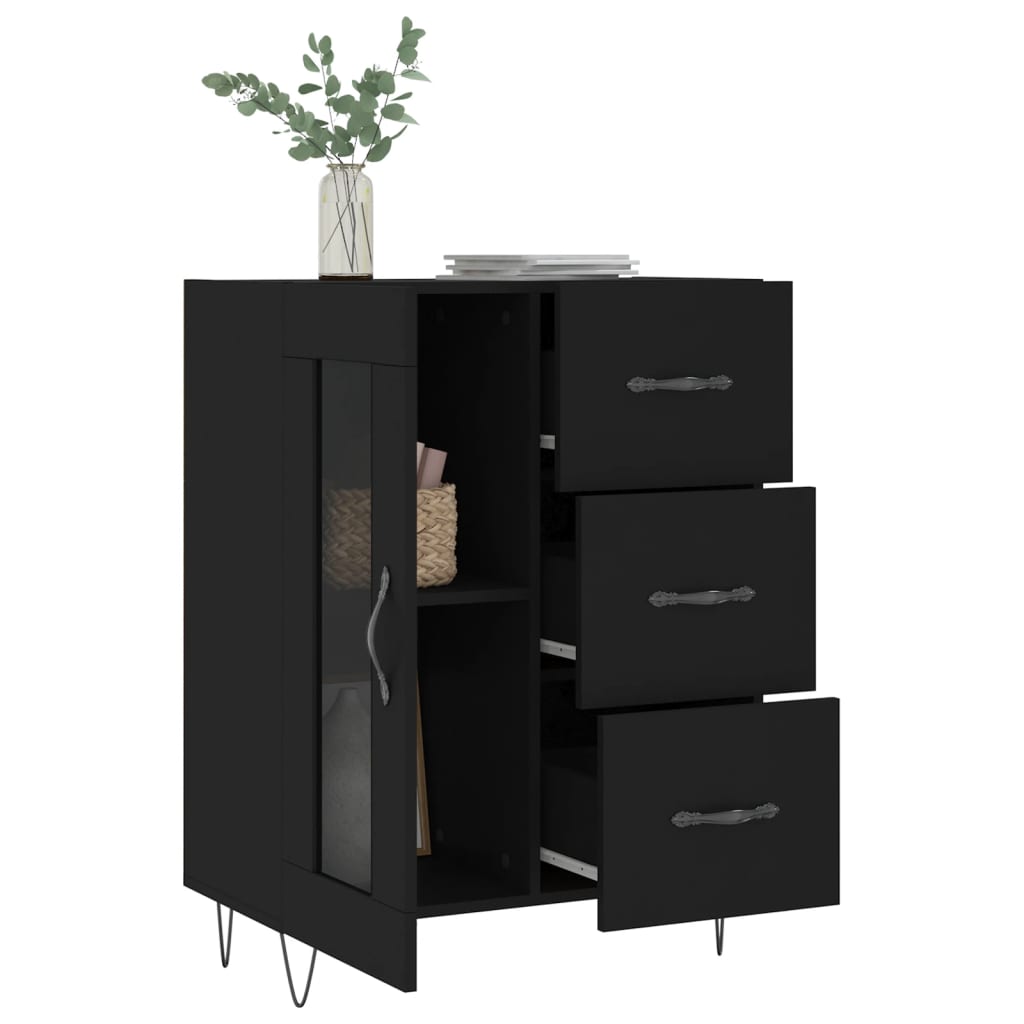 Sideboard, black, 69.5x34x90cm, engineered wood