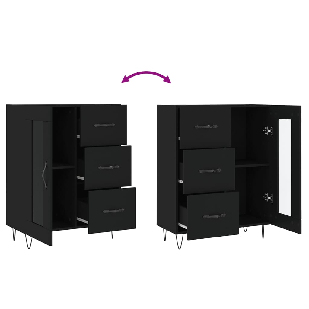 Sideboard, black, 69.5x34x90cm, engineered wood