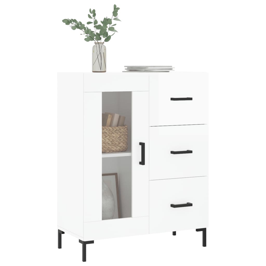 Sideboard, white, 69.5x34x90cm, engineered wood, high gloss