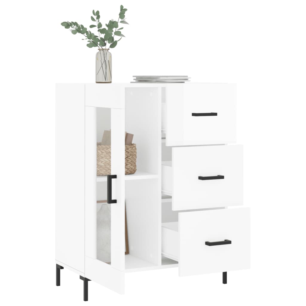 Sideboard, white, 69.5x34x90cm, engineered wood, high gloss