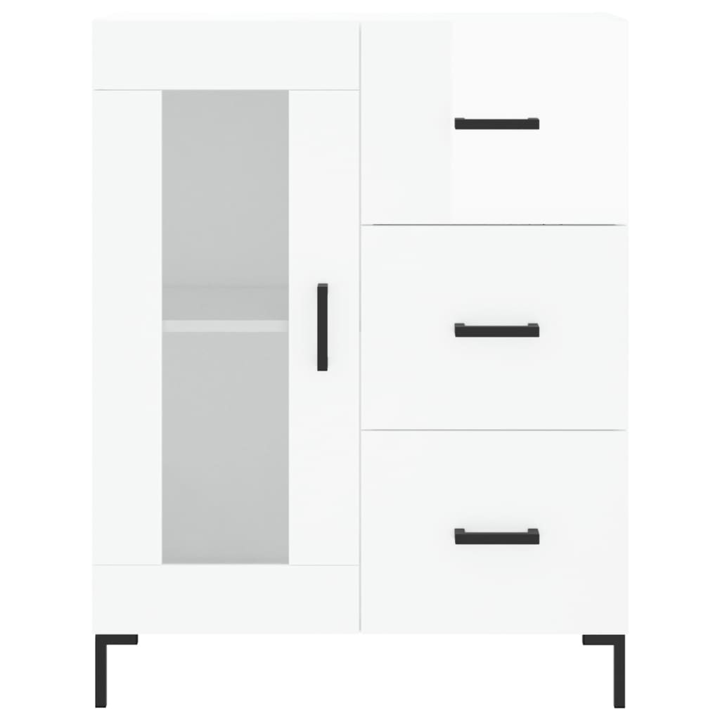 Sideboard, white, 69.5x34x90cm, engineered wood, high gloss