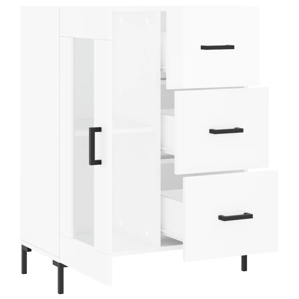 Sideboard, white, 69.5x34x90cm, engineered wood, high gloss