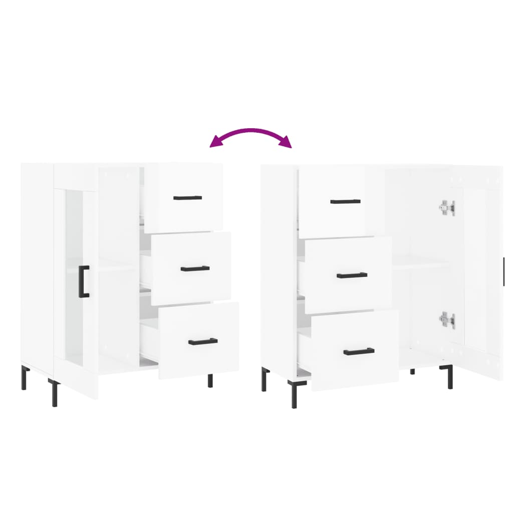 Sideboard, white, 69.5x34x90cm, engineered wood, high gloss