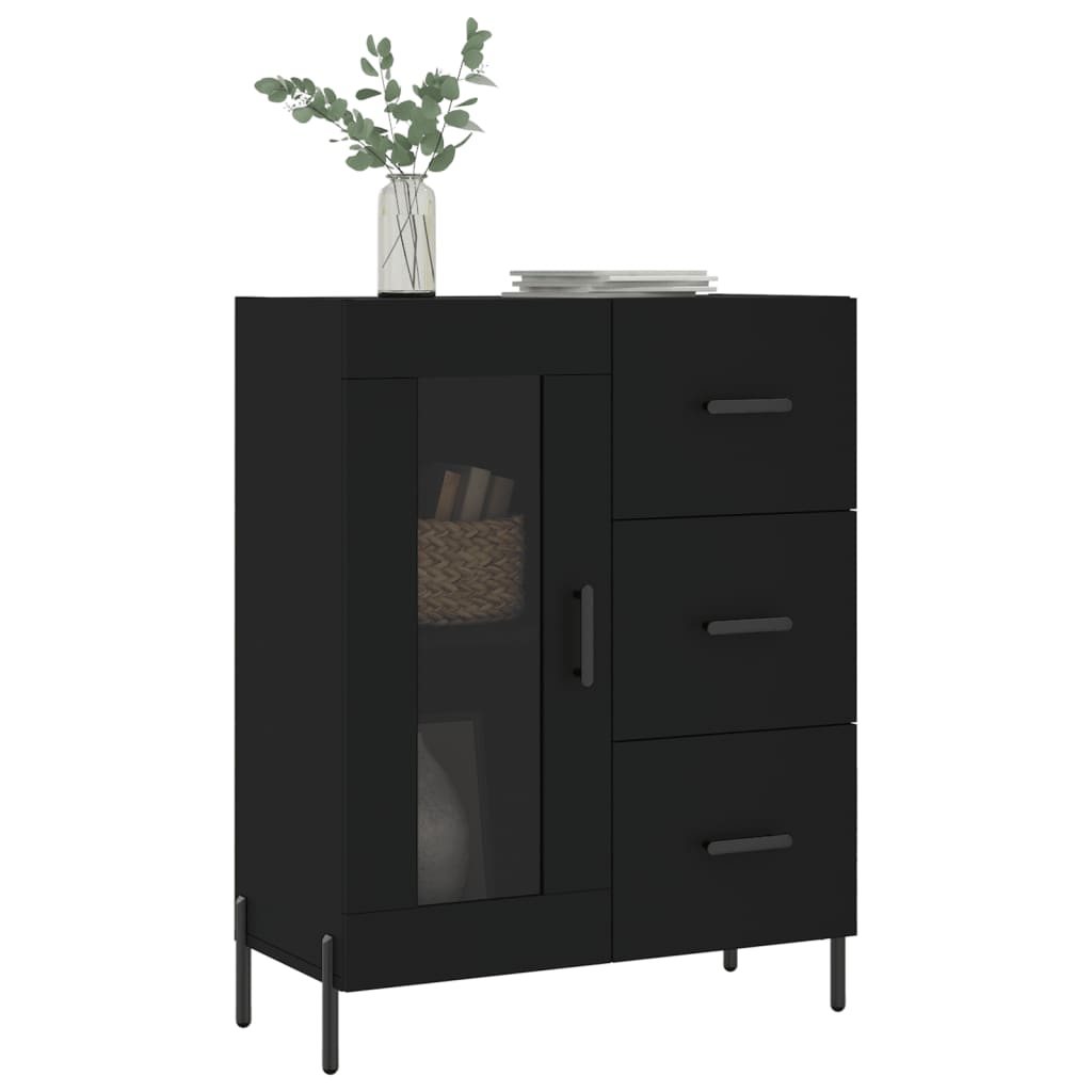 Sideboard, black, 69.5x34x90cm, engineered wood