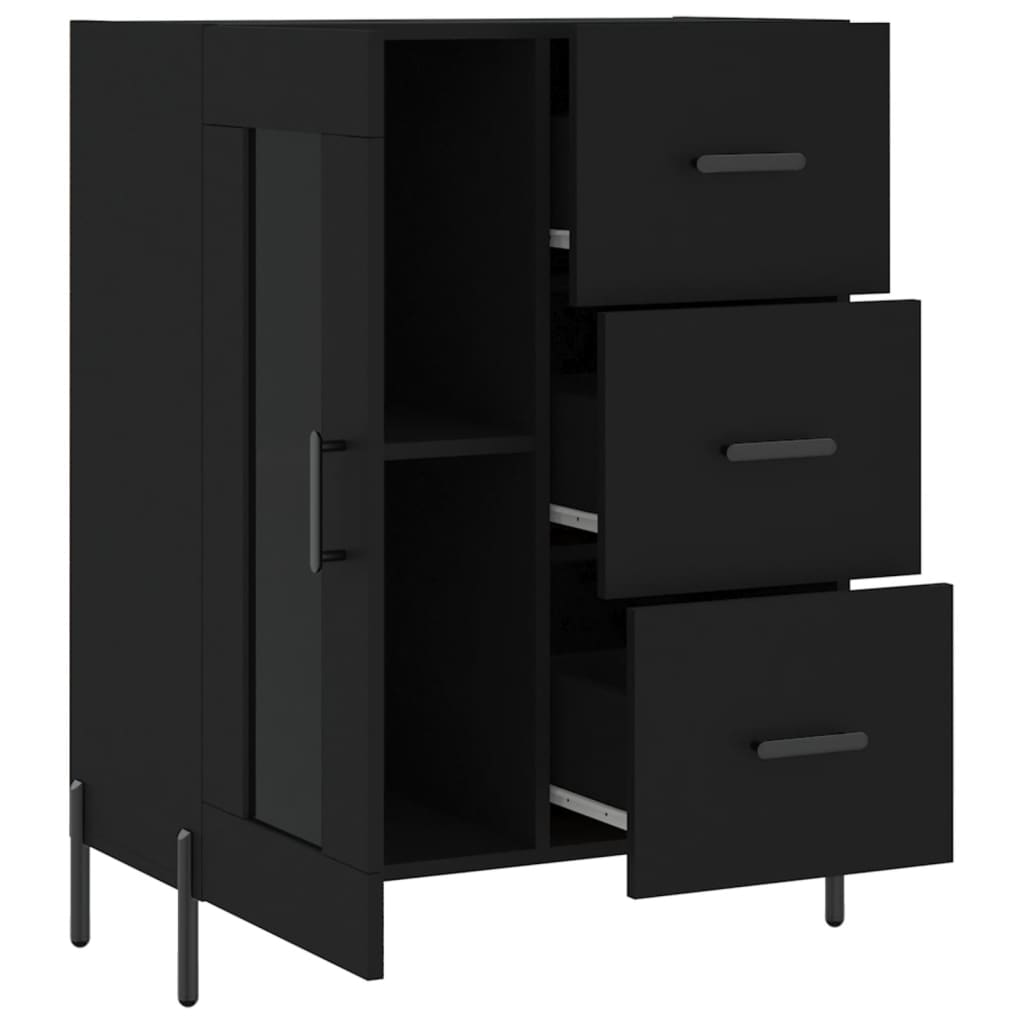 Sideboard, black, 69.5x34x90cm, engineered wood