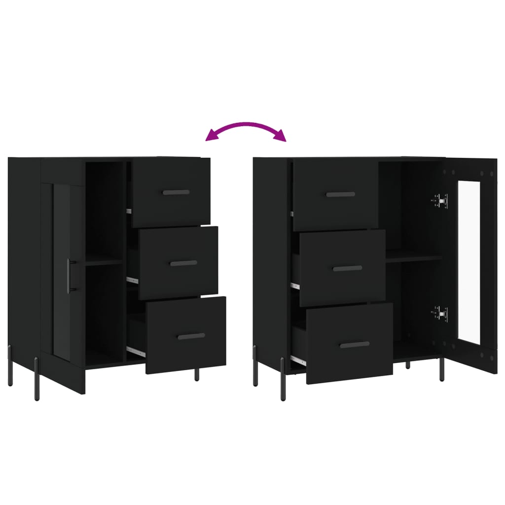 Sideboard, black, 69.5x34x90cm, engineered wood