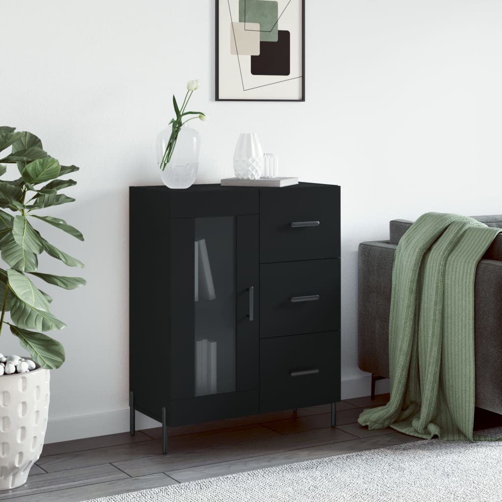 Sideboard, black, 69.5x34x90cm, engineered wood