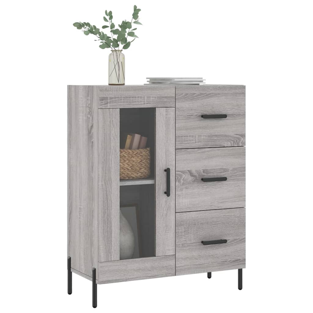 Sideboard, grey oak, 69.5x34x90cm, engineered wood