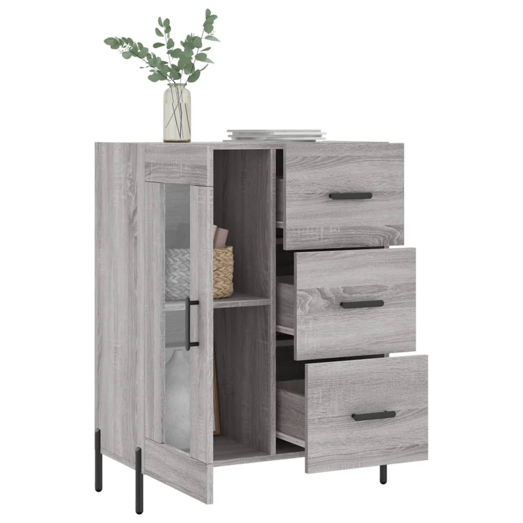 Sideboard, grey oak, 69.5x34x90cm, engineered wood