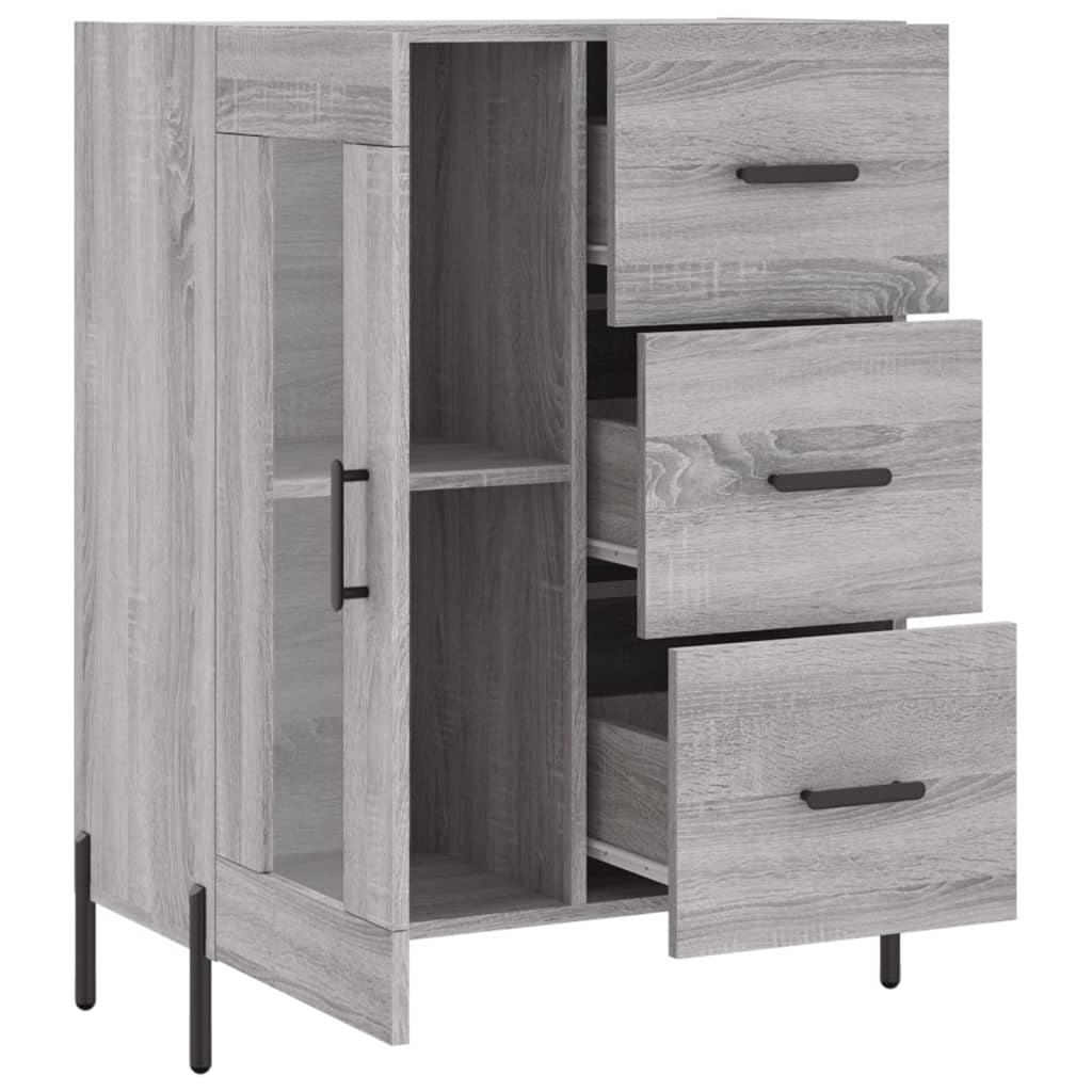 Sideboard, grey oak, 69.5x34x90cm, engineered wood