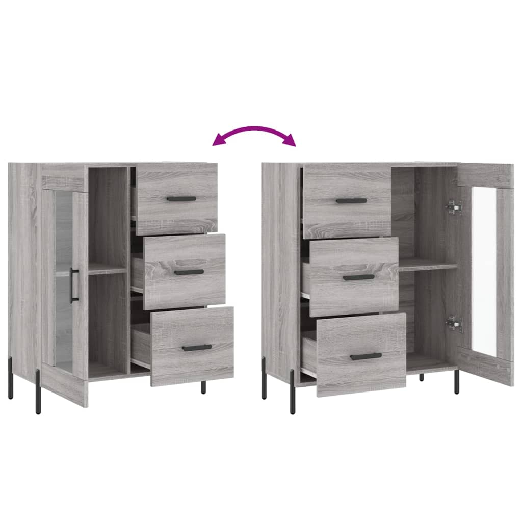 Sideboard, grey oak, 69.5x34x90cm, engineered wood