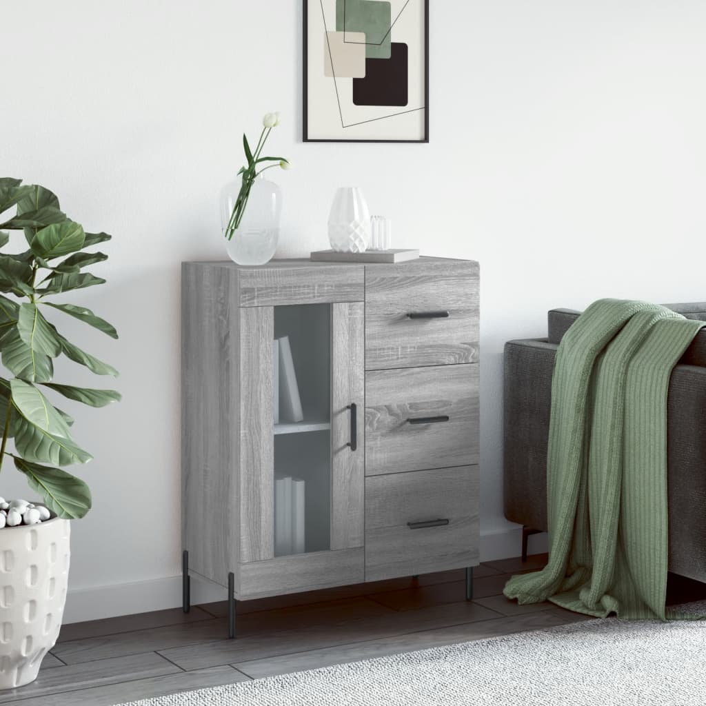Sideboard, grey oak, 69.5x34x90cm, engineered wood