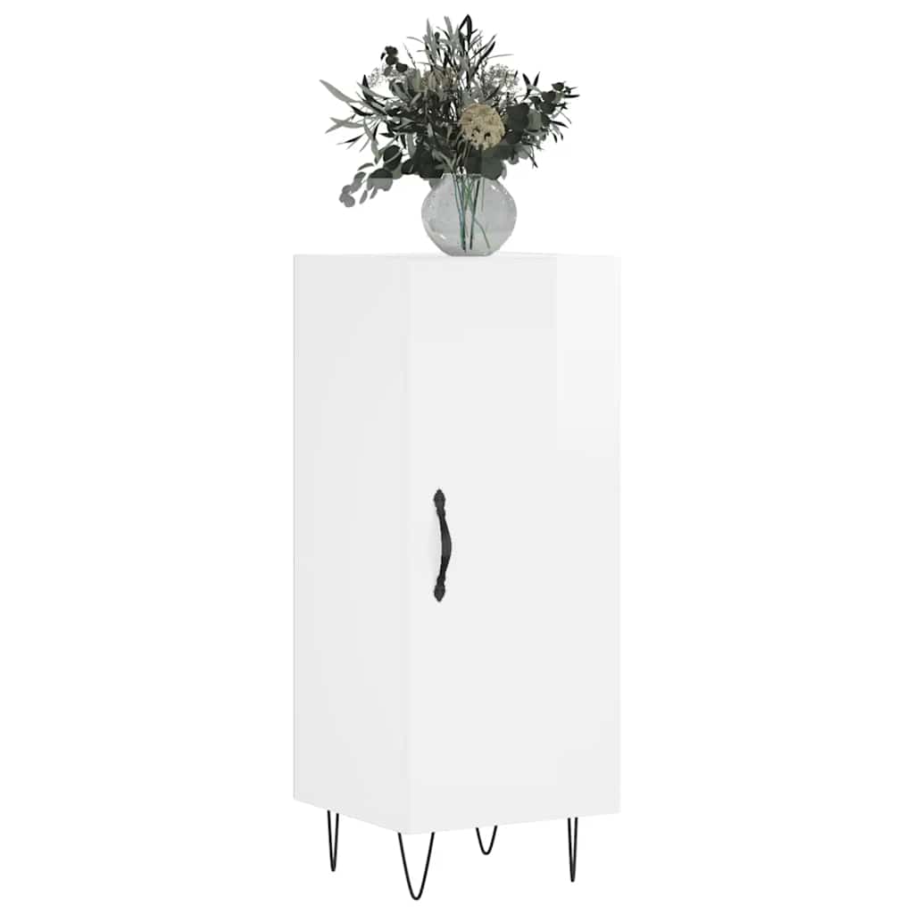 Side cabinet, white, 34.5x34x90cm, engineered wood, high gloss