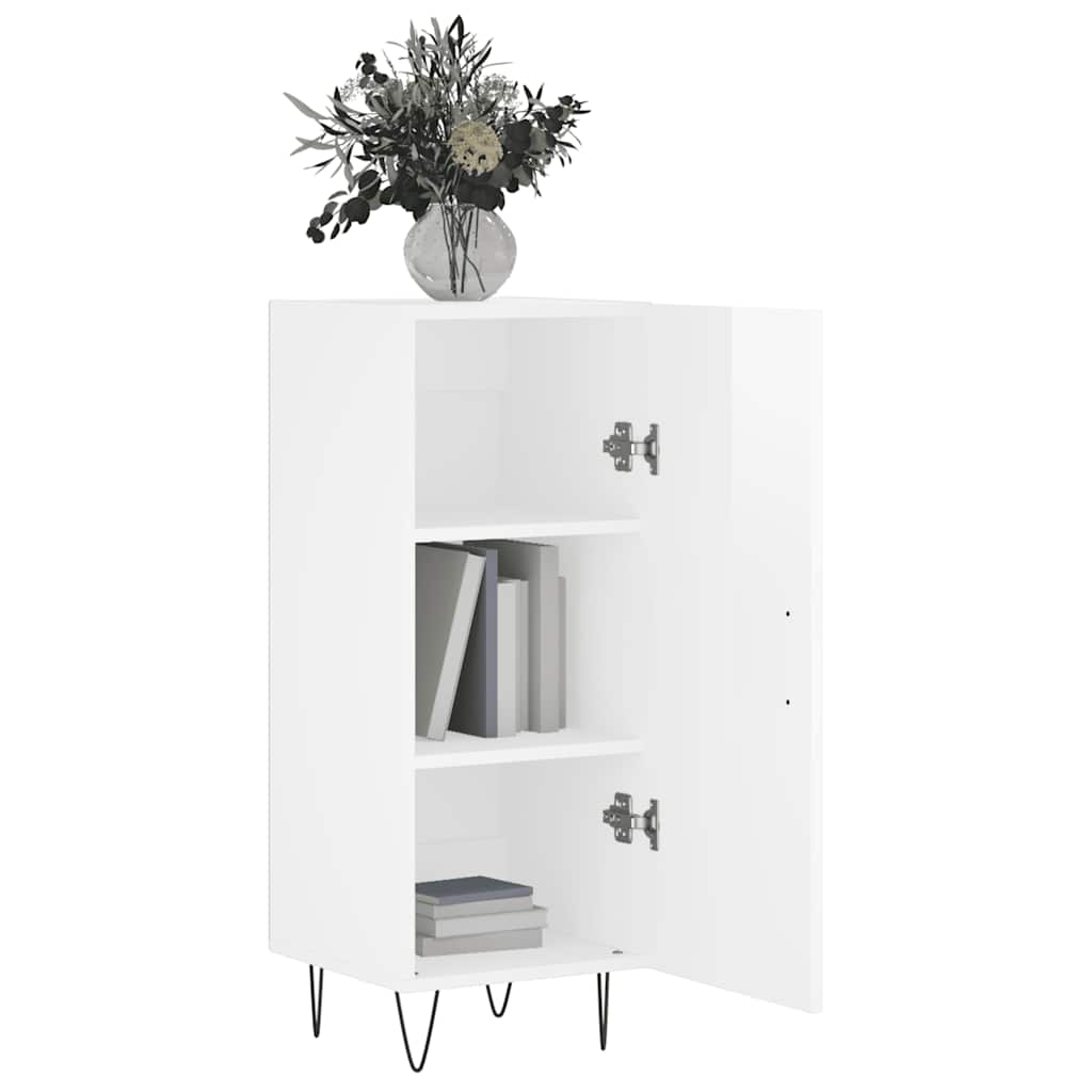 Side cabinet, white, 34.5x34x90cm, engineered wood, high gloss