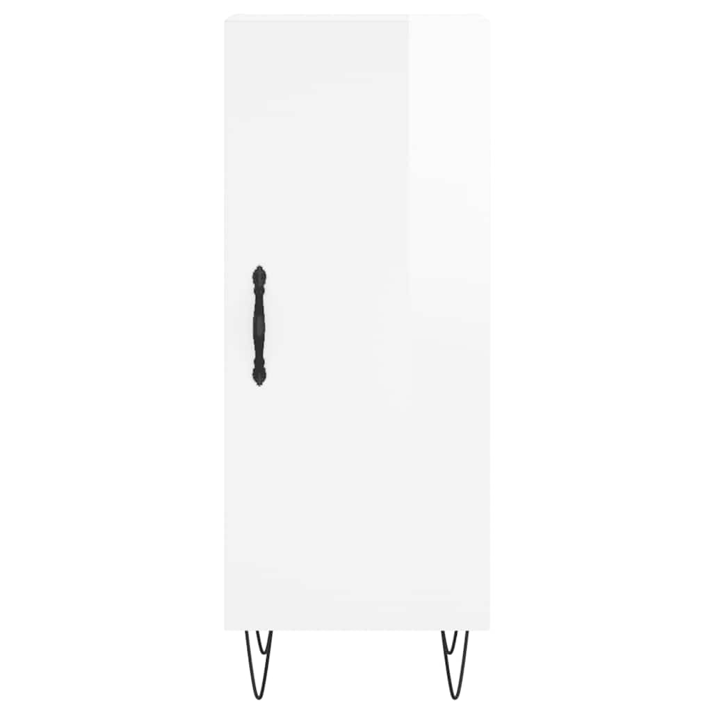 Side cabinet, white, 34.5x34x90cm, engineered wood, high gloss