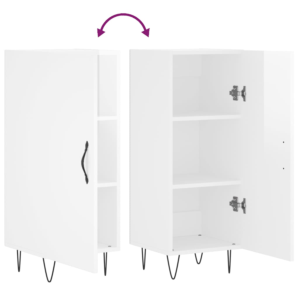 Side cabinet, white, 34.5x34x90cm, engineered wood, high gloss