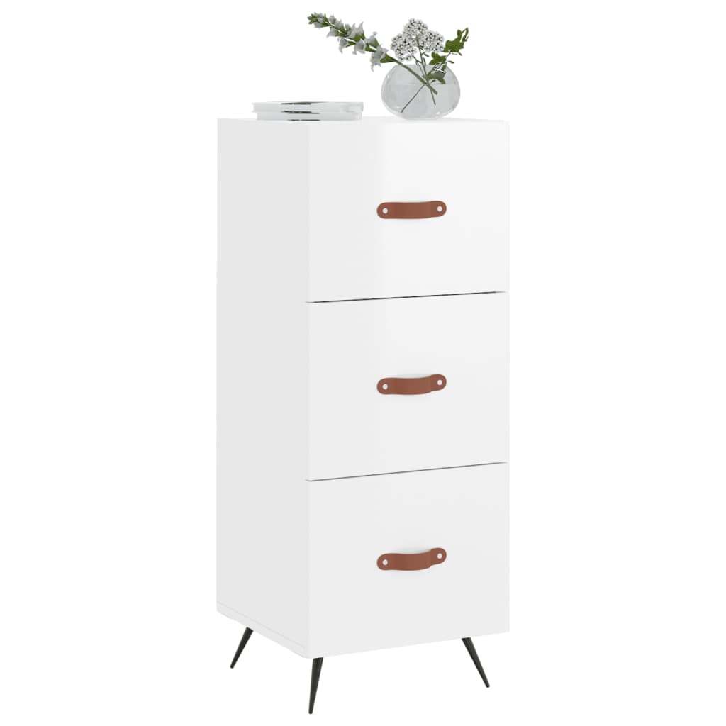 Side cabinet, white, 34.5x34x90cm, engineered wood, high gloss
