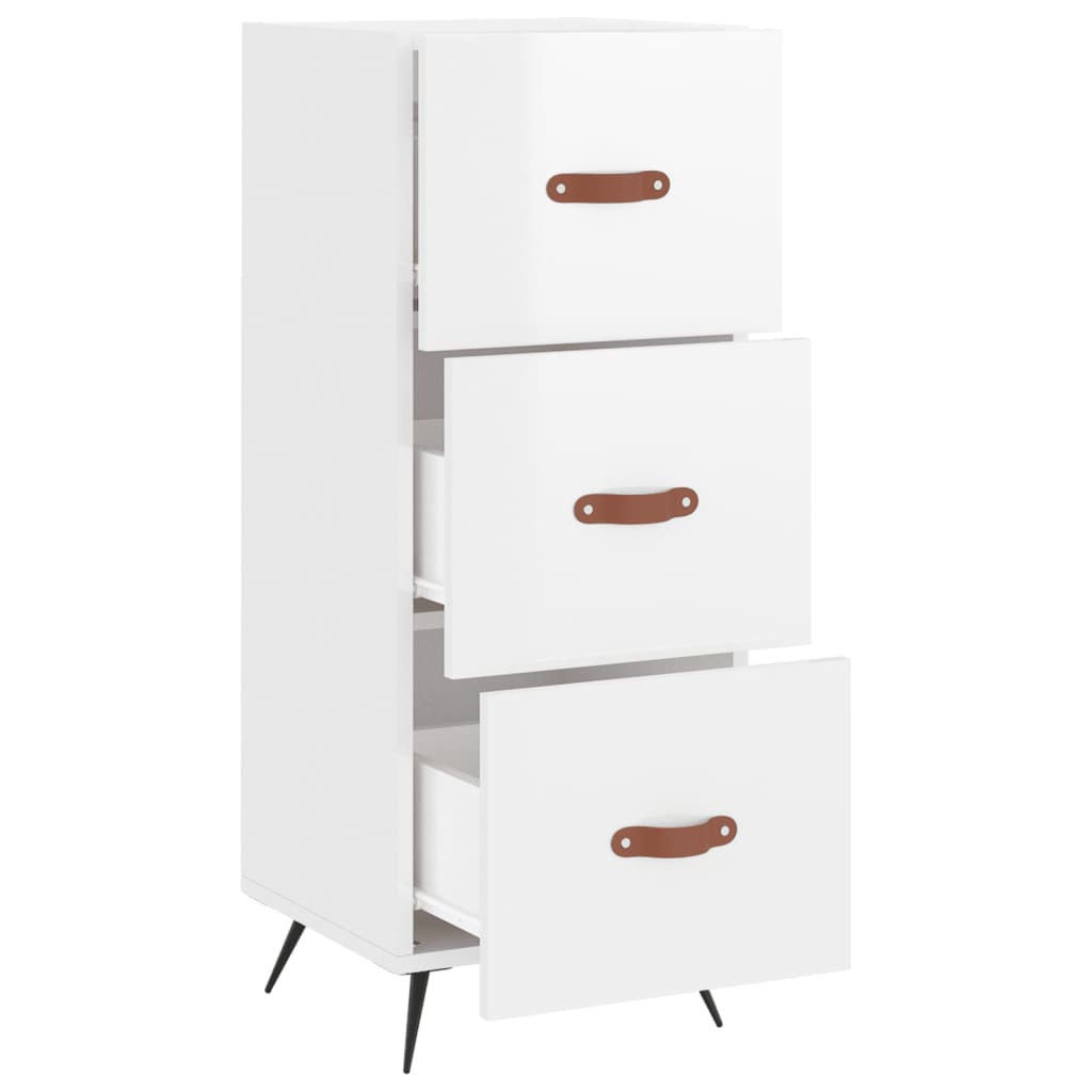 Side cabinet, white, 34.5x34x90cm, engineered wood, high gloss