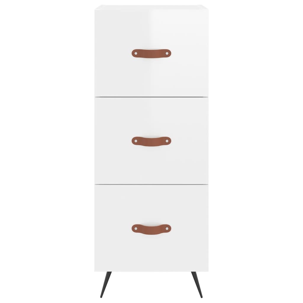 Side cabinet, white, 34.5x34x90cm, engineered wood, high gloss