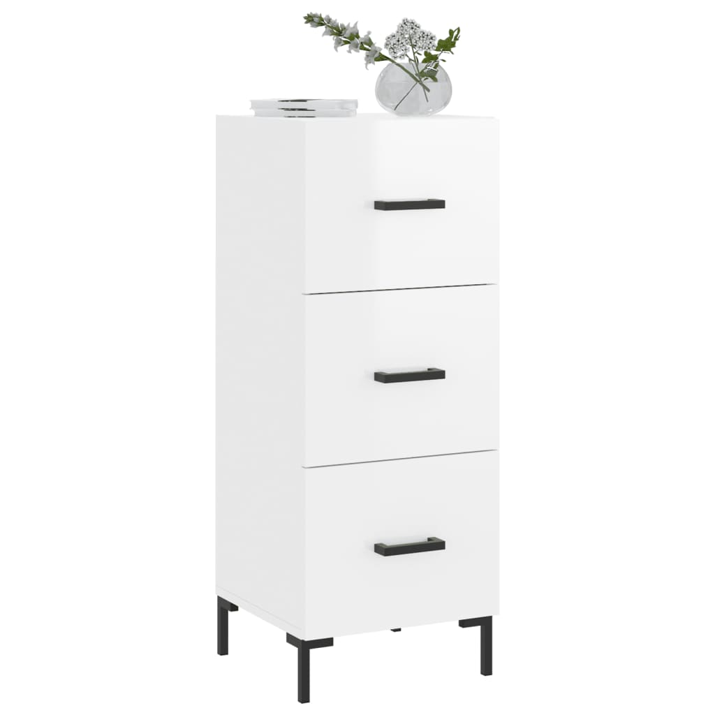 Side cabinet, white, 34.5x34x90cm, engineered wood, high gloss
