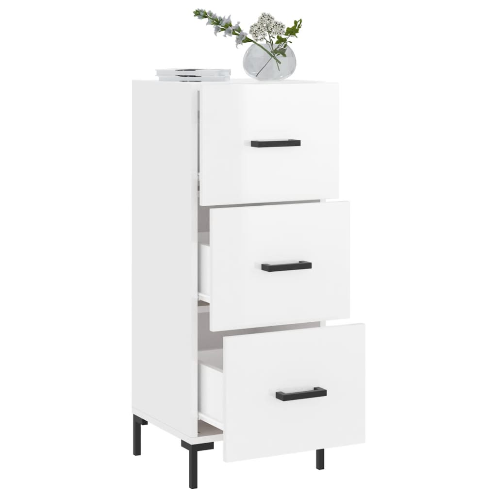 Side cabinet, white, 34.5x34x90cm, engineered wood, high gloss