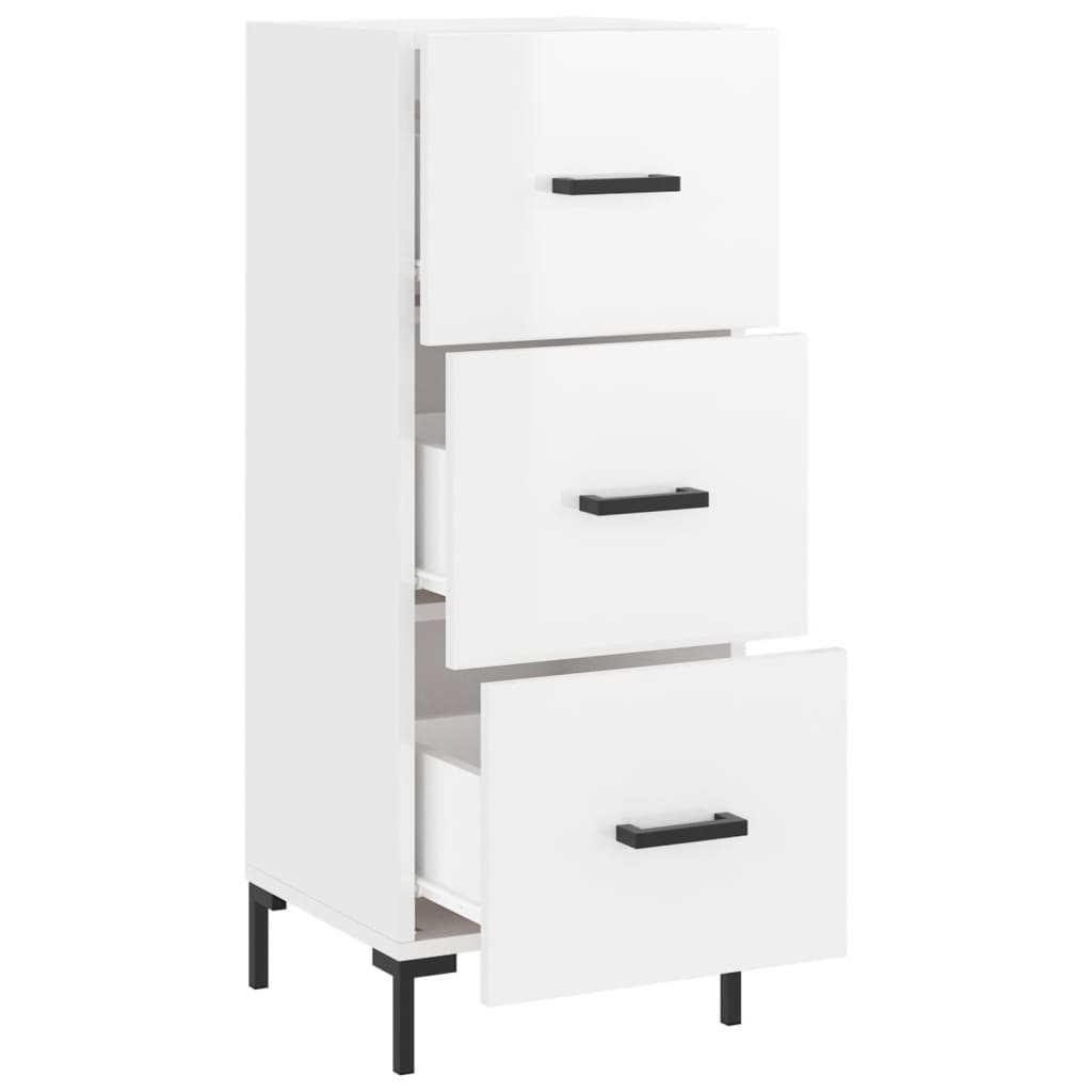 Side cabinet, white, 34.5x34x90cm, engineered wood, high gloss