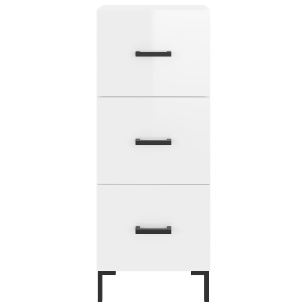 Side cabinet, white, 34.5x34x90cm, engineered wood, high gloss
