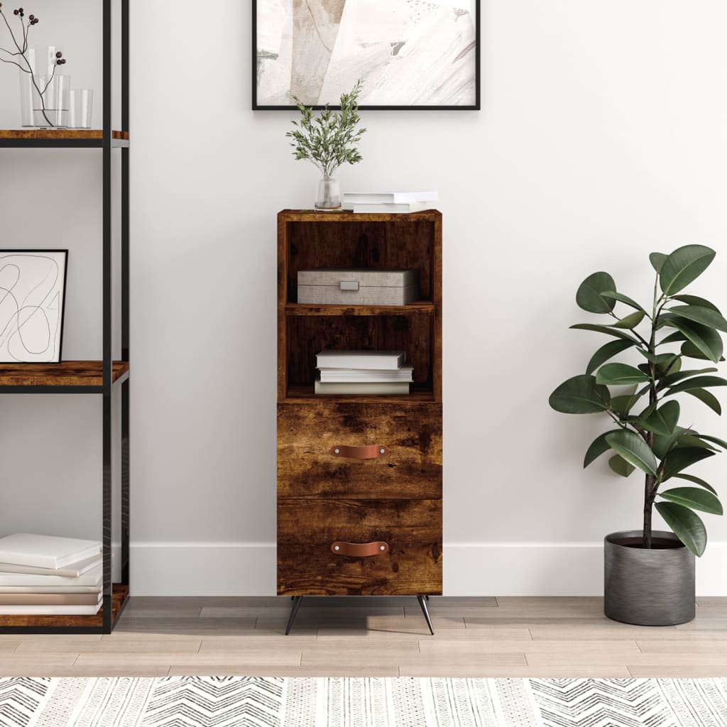 Side cabinet, smoky oak, 34.5x34x90cm, engineered wood