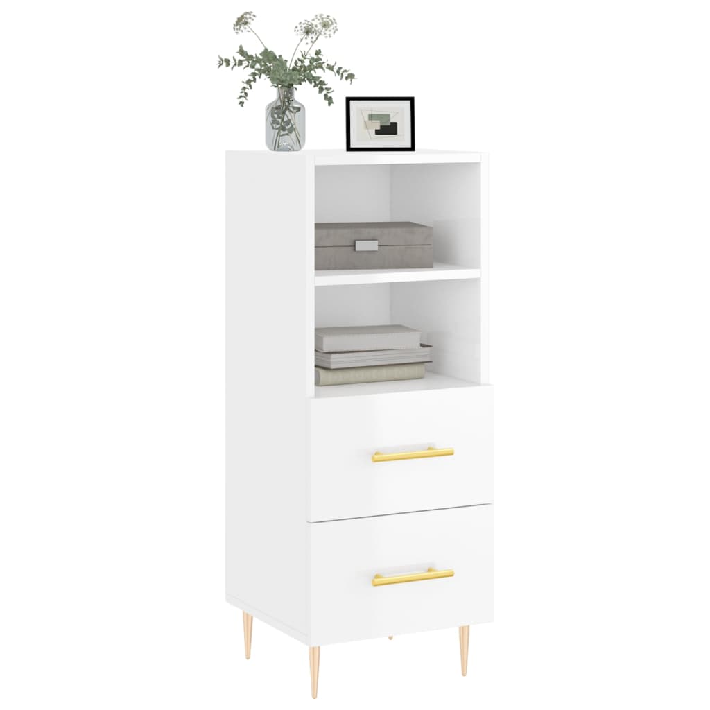 Side cabinet, white, 34.5x34x90cm, engineered wood, high gloss