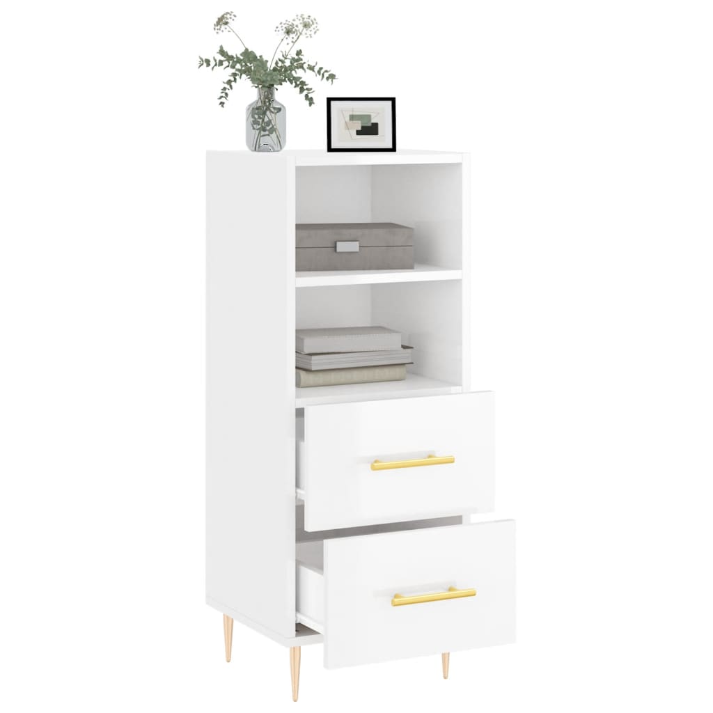 Side cabinet, white, 34.5x34x90cm, engineered wood, high gloss