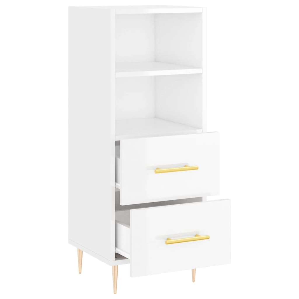 Side cabinet, white, 34.5x34x90cm, engineered wood, high gloss
