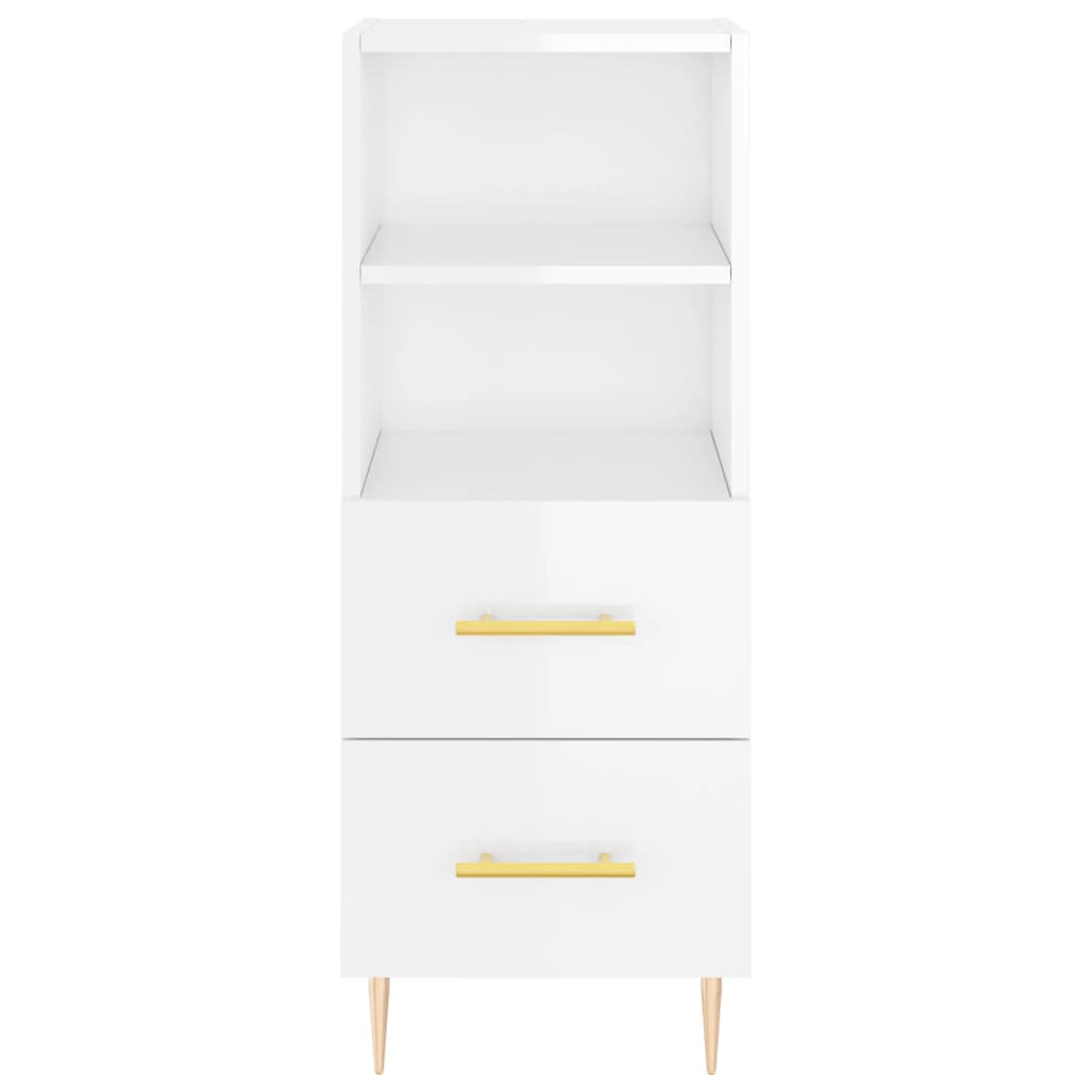 Side cabinet, white, 34.5x34x90cm, engineered wood, high gloss