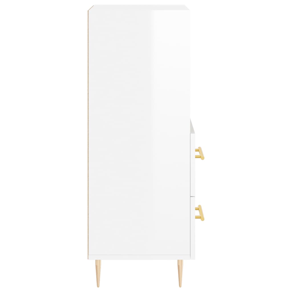 Side cabinet, white, 34.5x34x90cm, engineered wood, high gloss