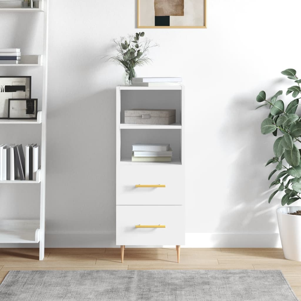 Side cabinet, white, 34.5x34x90cm, engineered wood, high gloss