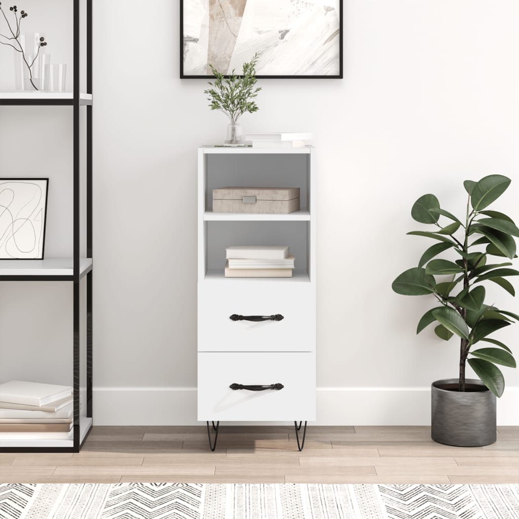 Side cabinet, white, 34.5x34x90cm, engineered wood