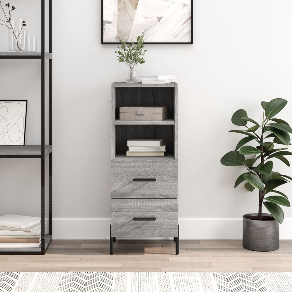 Side cabinet, grey oak, 34.5x34x90cm, engineered wood
