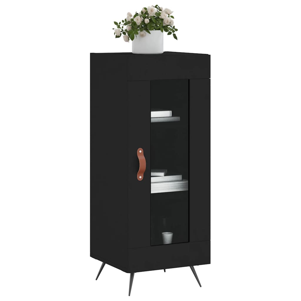 Side cabinet, black, 34.5x34x90cm, engineered wood