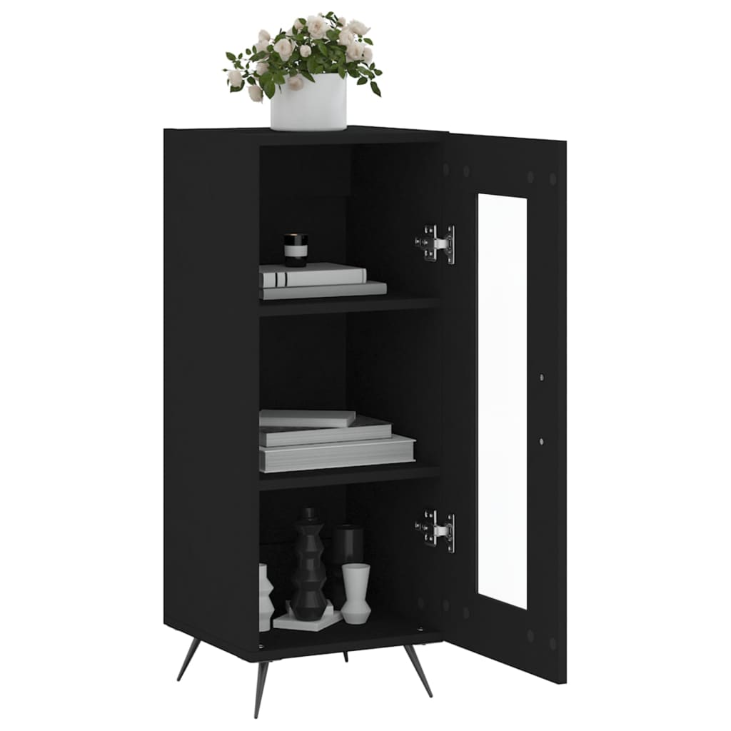 Side cabinet, black, 34.5x34x90cm, engineered wood