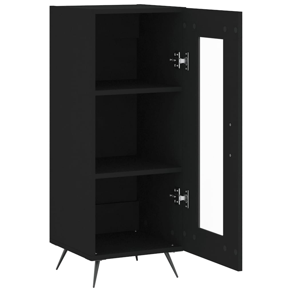 Side cabinet, black, 34.5x34x90cm, engineered wood