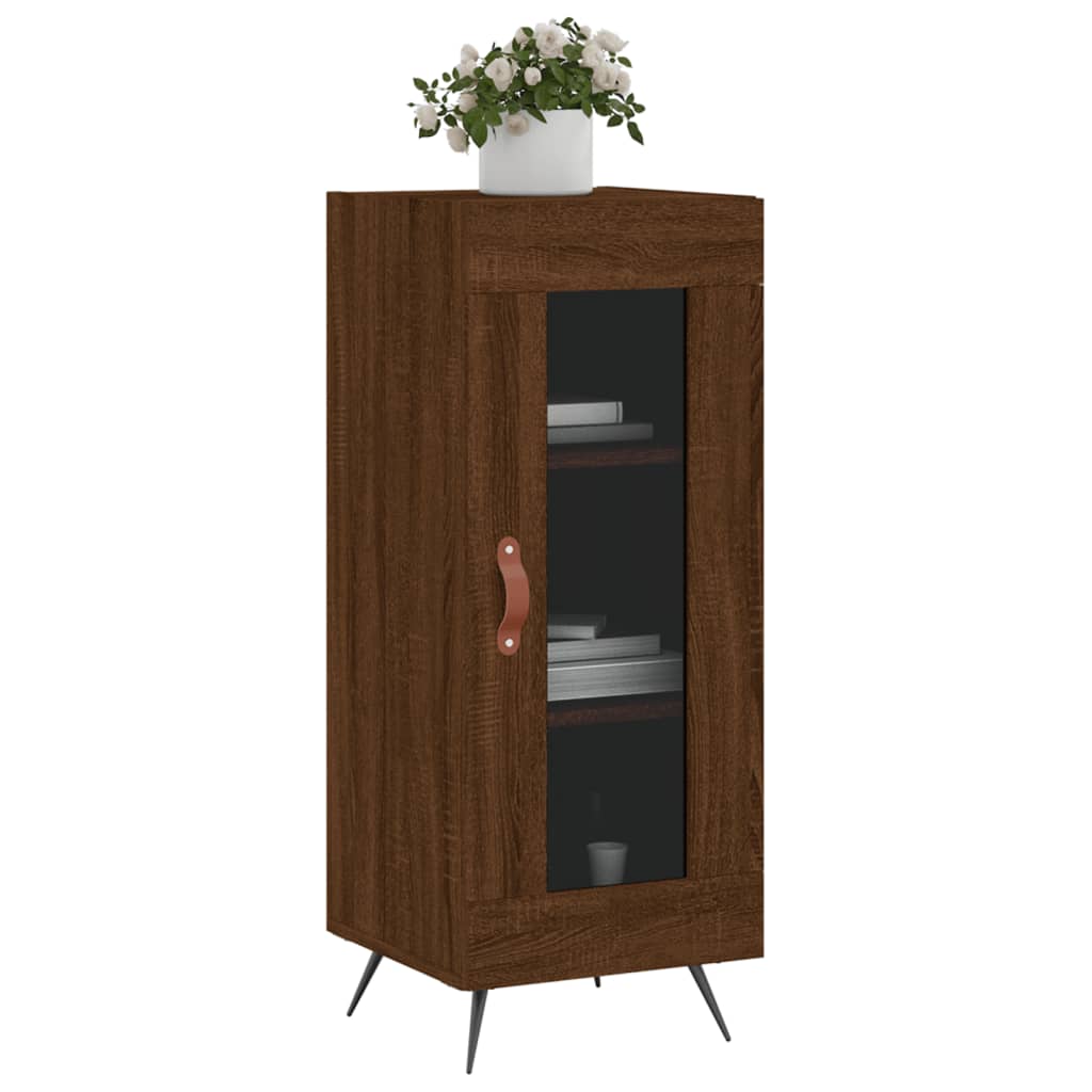 Side cabinet, brown oak, 34.5x34x90cm, engineered wood