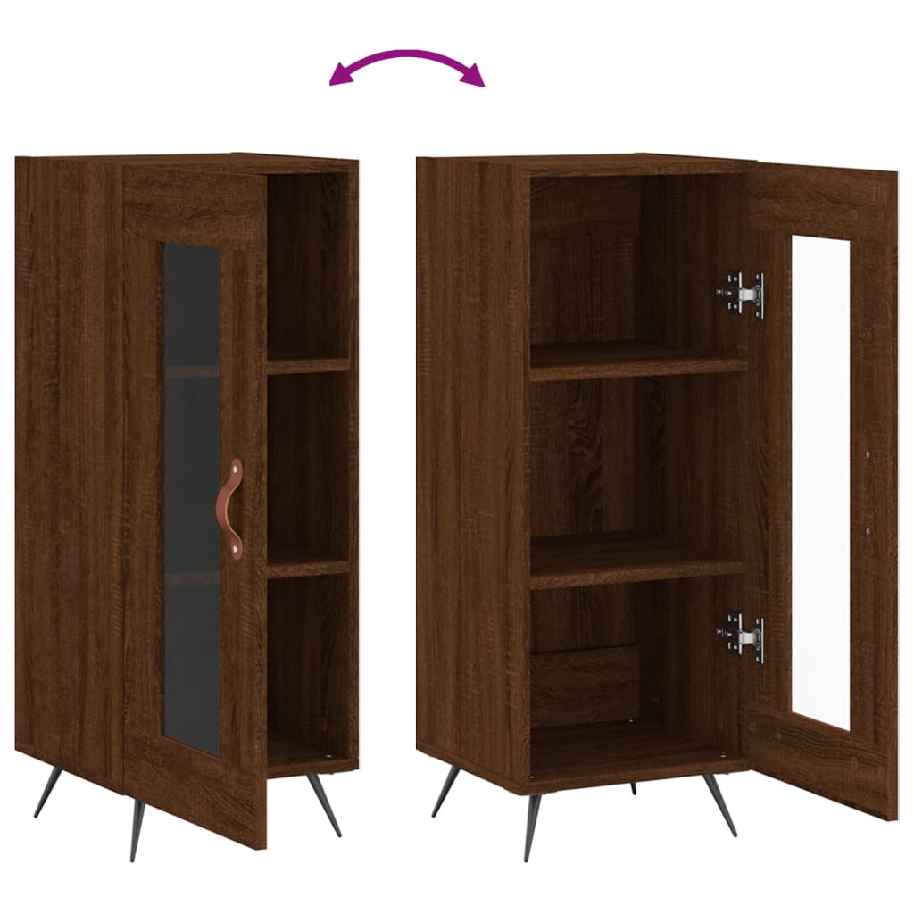 Side cabinet, brown oak, 34.5x34x90cm, engineered wood